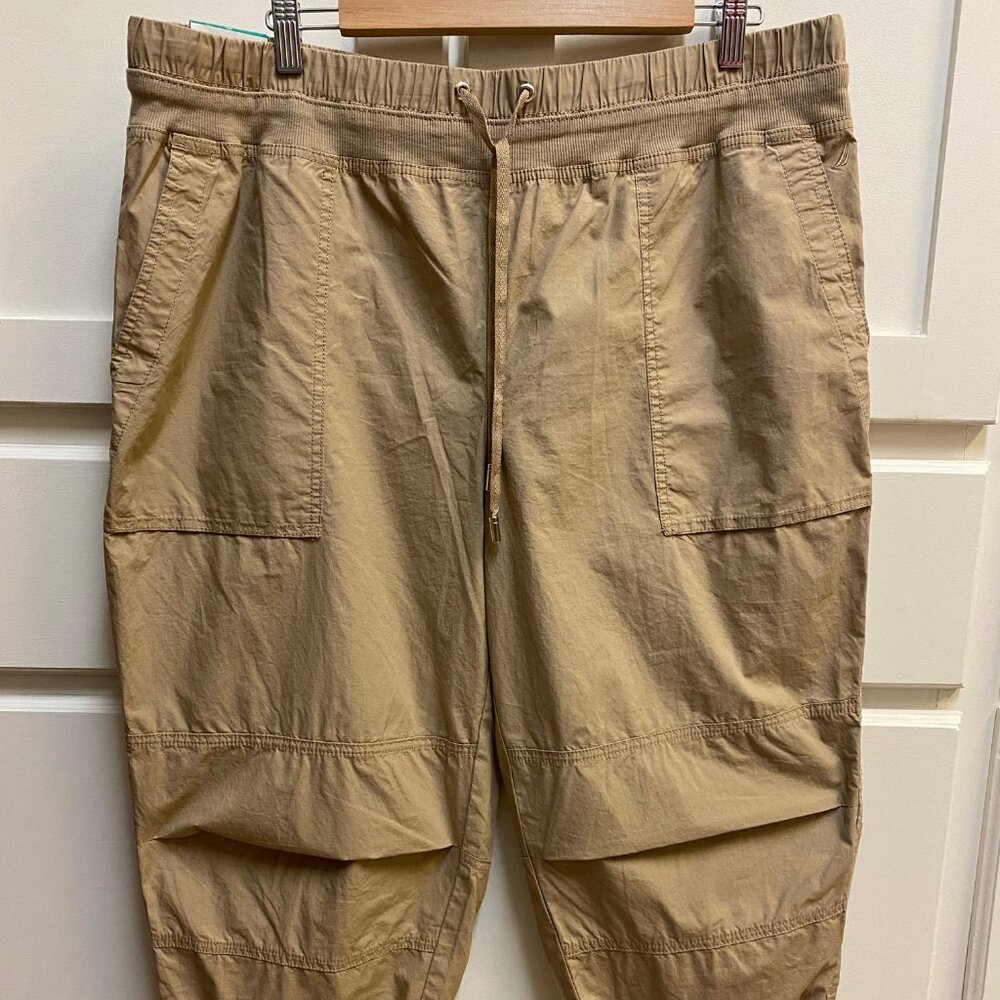 NEW Women's Nautica Jeans 100% Cotton Roll Tab Capri Cropped Pant, Brown, XL